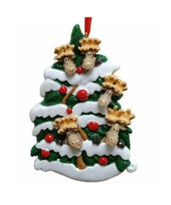 Kurt Adler Moose Christmas Tree Family Of 5 Ornament For Personalization