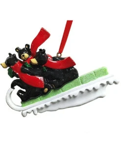 Kurt Adler Black Bear Sled Family Of 3 Ornament For Personalization